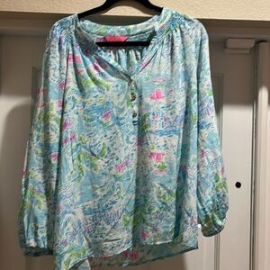 Used Lilly Pulitizer Size Large Silk blouse